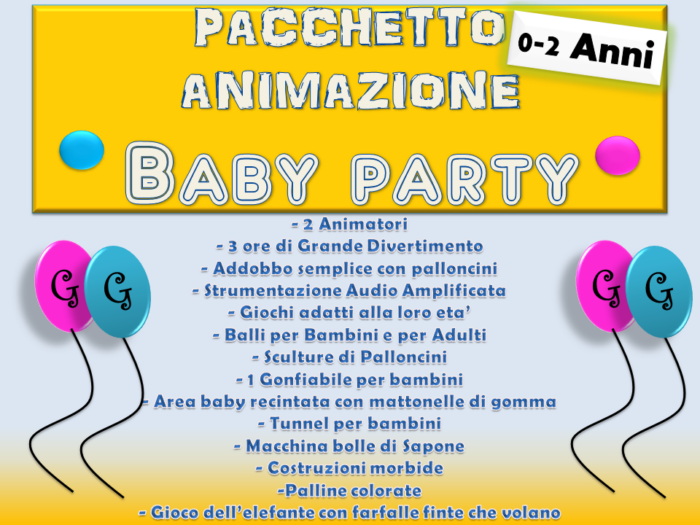 Pacchetto Animazione BABY PARTY (0-2 anni)